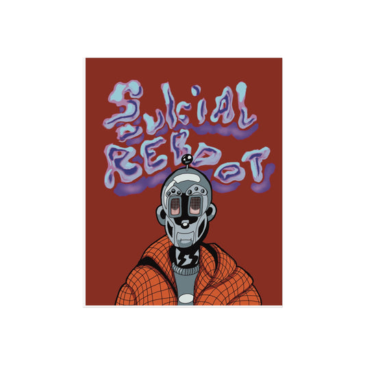 Fine Art Poster Robot Boi Orange Blue Grey Soulcial Reboot